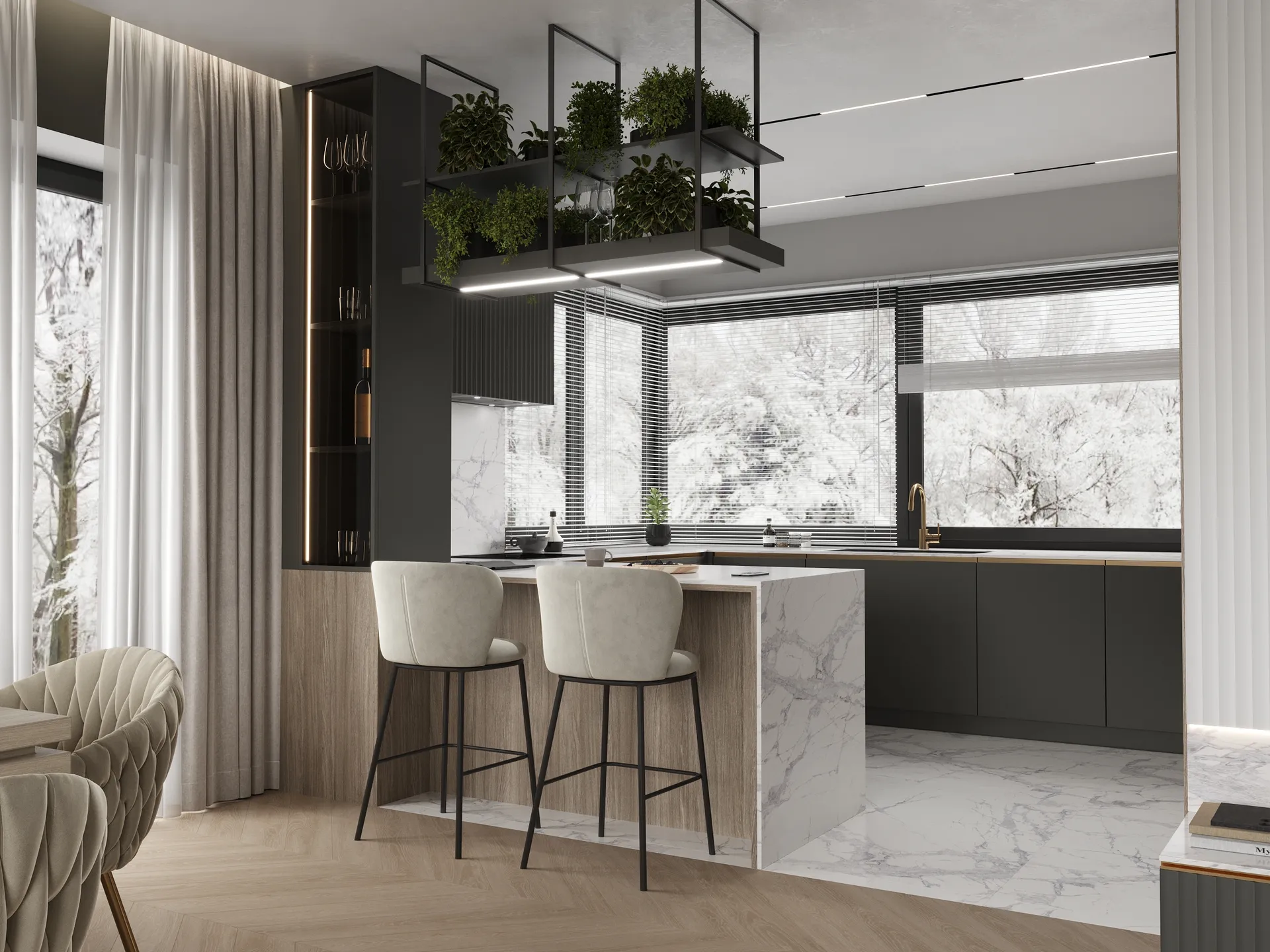 Projekt wnętrza domu Hiacynt pod Warszawą