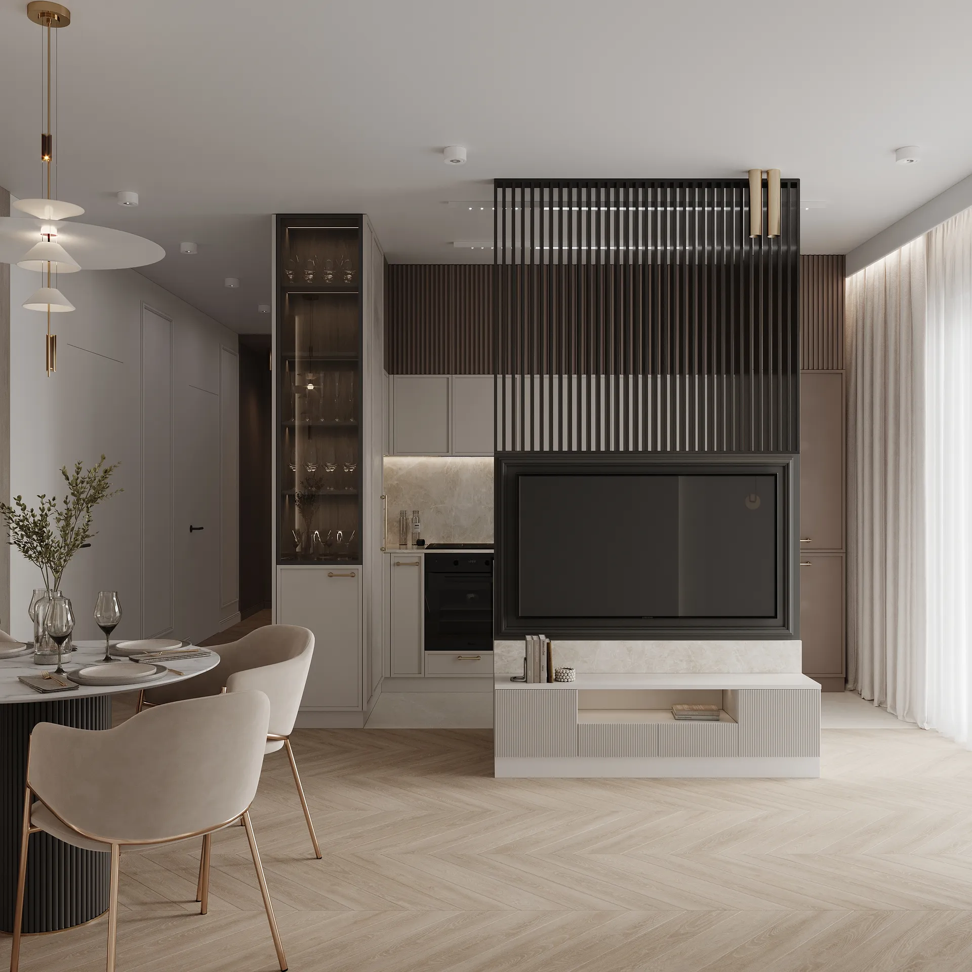 Projekt 4‑pokojowego mieszkania w Warszawie